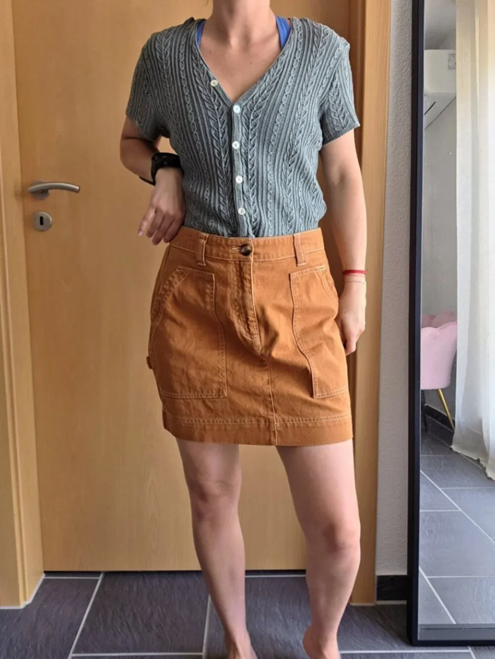 Old Navy Rust Brown Sly Fox Utility Cargo Carpenter Mini Skirt Size 4